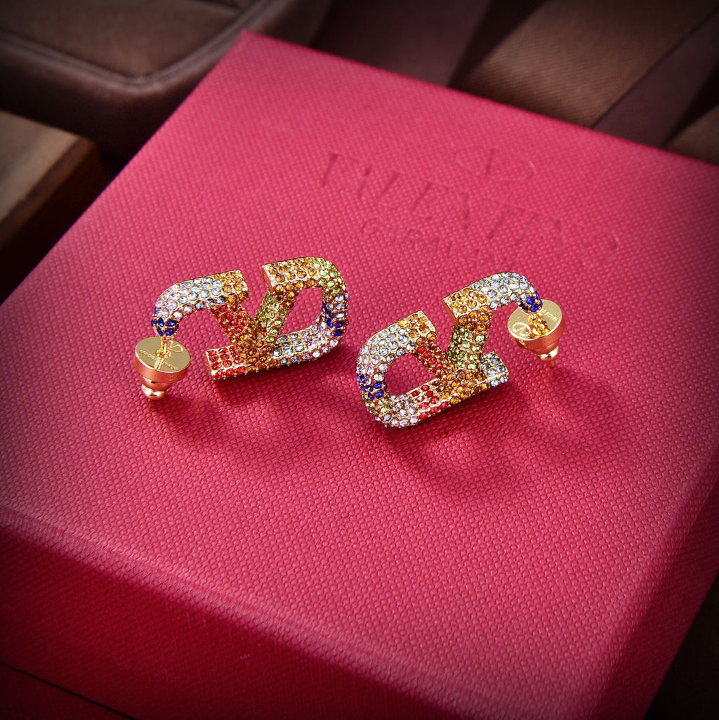Valentino VLOGO SIGNATURE EARRINGS IN METAL AND SWAROVSKI CRYSTALS V880983