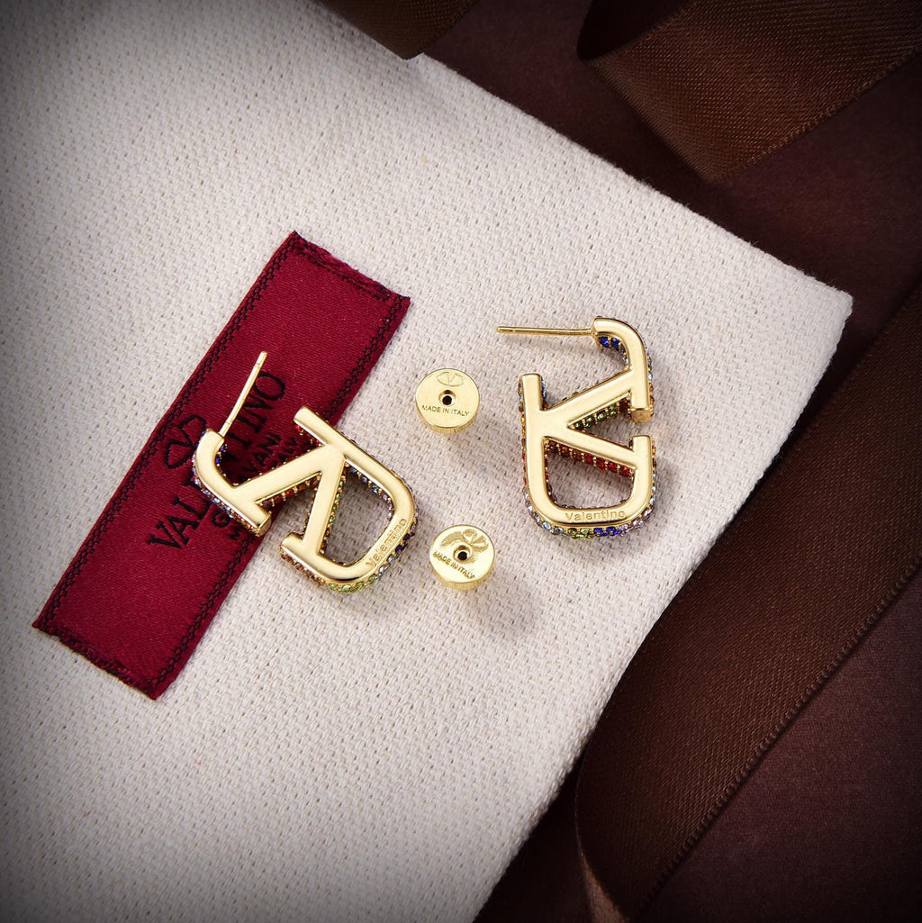 Valentino VLOGO SIGNATURE EARRINGS IN METAL AND SWAROVSKI CRYSTALS V880983