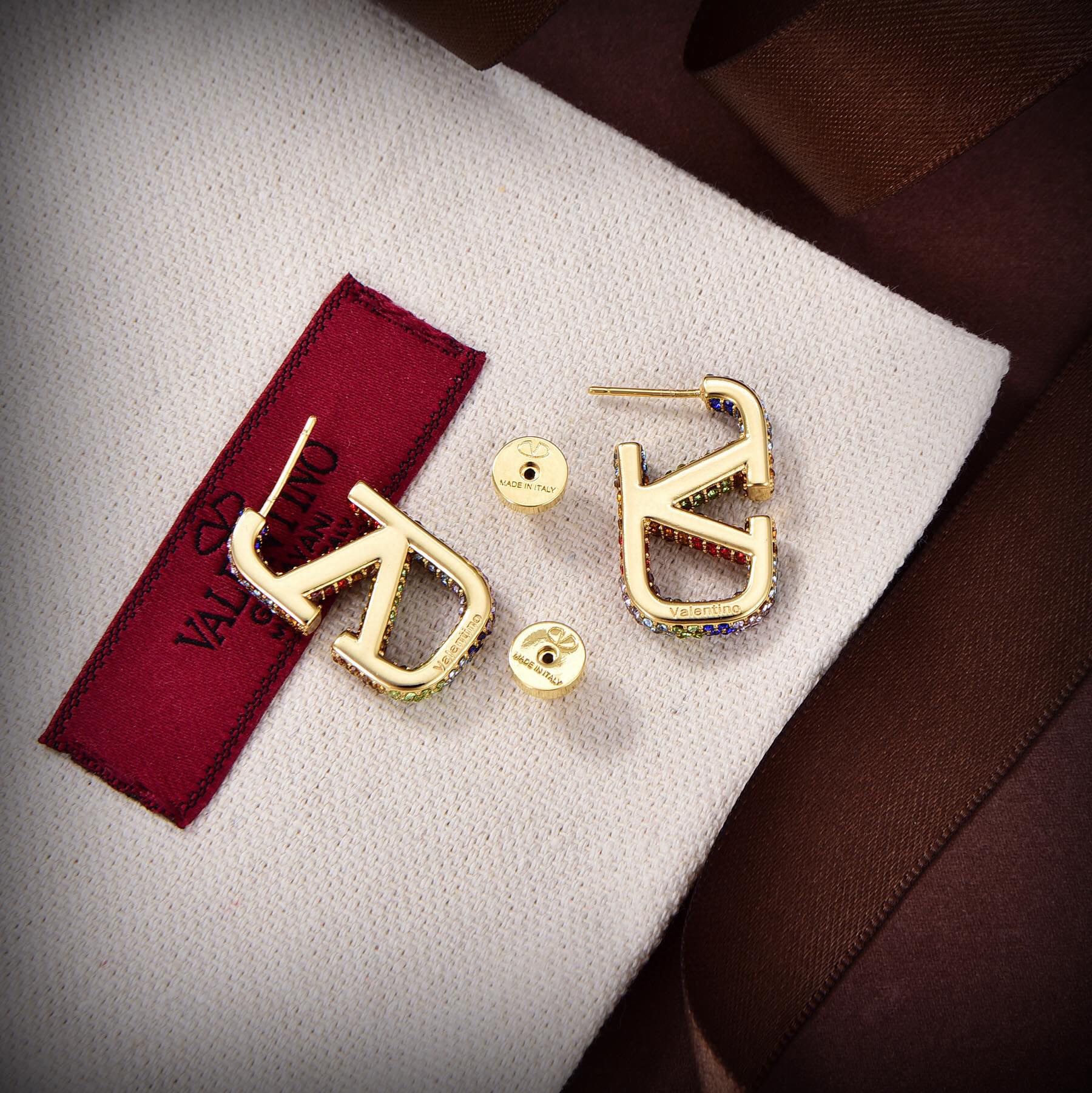 Valentino VLOGO SIGNATURE EARRINGS IN METAL AND SWAROVSKI CRYSTALS V880983