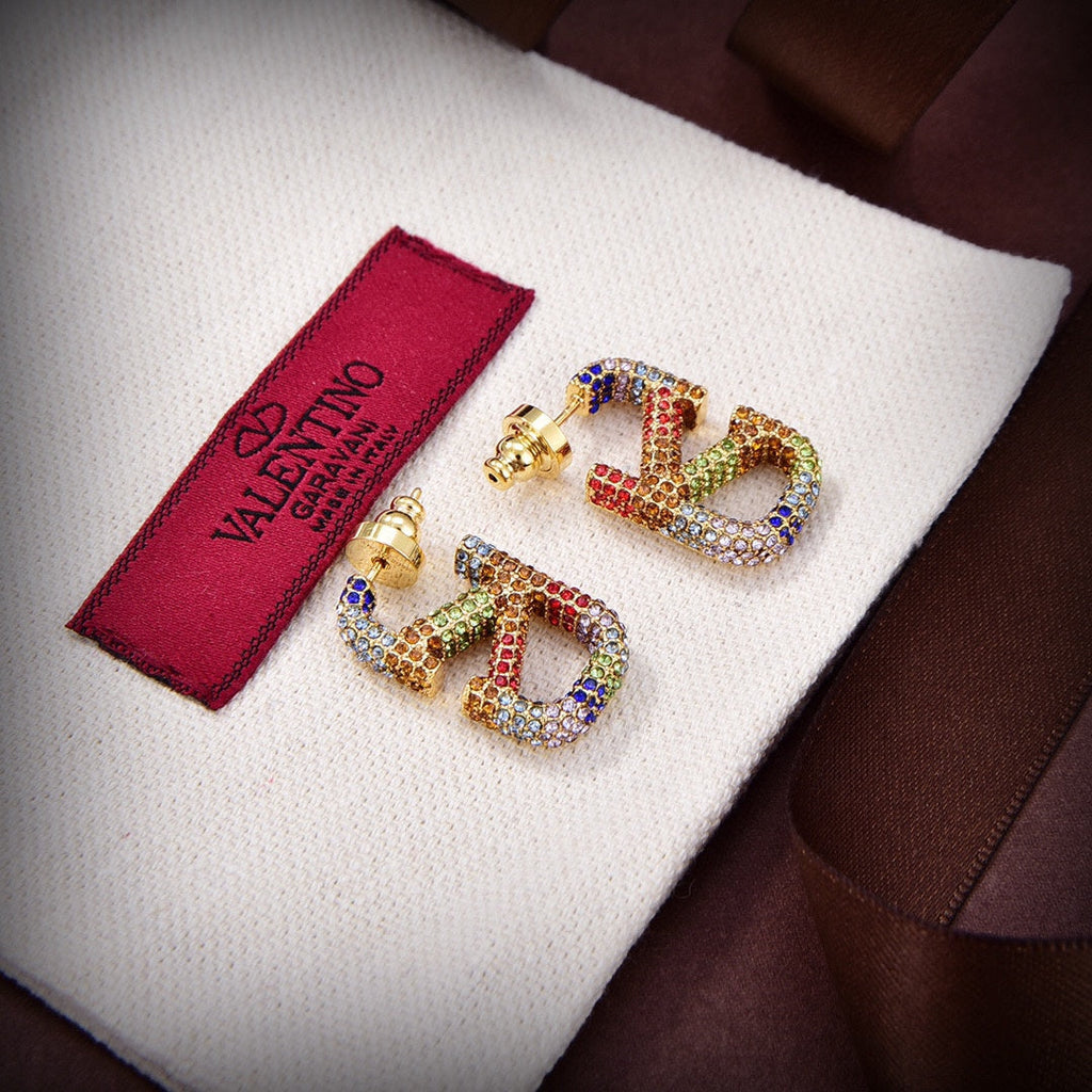 Valentino VLOGO SIGNATURE EARRINGS IN METAL AND SWAROVSKI CRYSTALS V880983