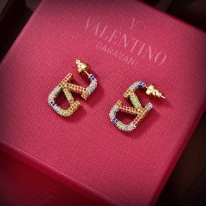 Valentino VLOGO SIGNATURE EARRINGS IN METAL AND SWAROVSKI CRYSTALS V880983 - Default Title - View 1