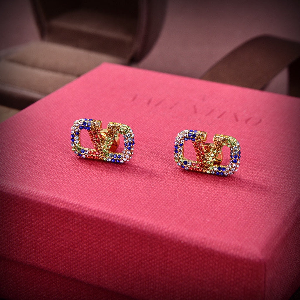 Valentino VLOGO SIGNATURE EARRINGS IN METAL AND SWAROVSKI CRYSTALS V880984