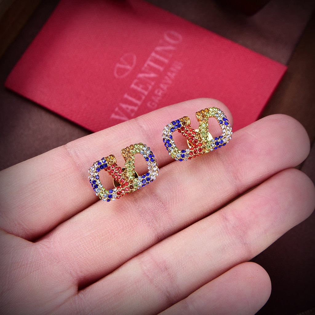 Valentino VLOGO SIGNATURE EARRINGS IN METAL AND SWAROVSKI CRYSTALS V880984