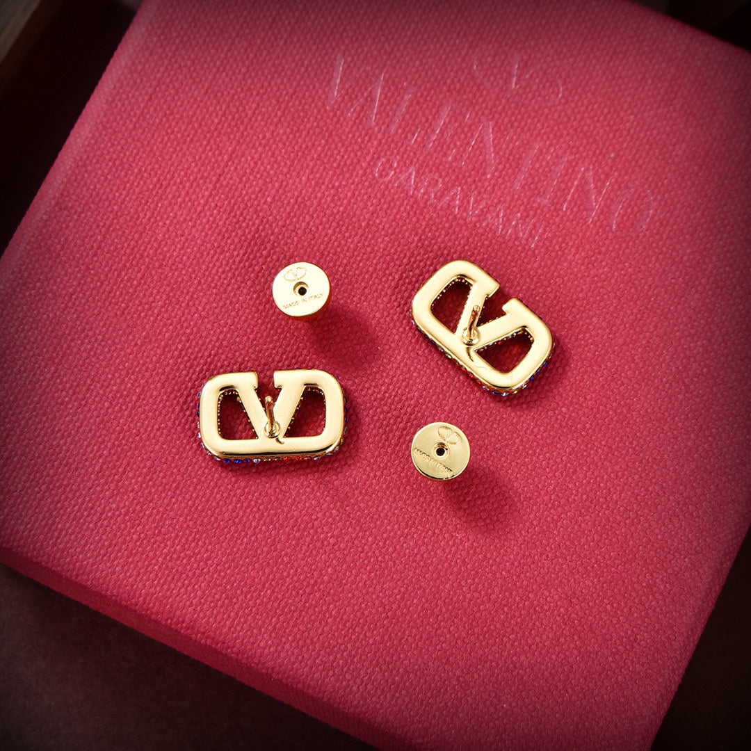 Valentino VLOGO SIGNATURE EARRINGS IN METAL AND SWAROVSKI CRYSTALS V880984