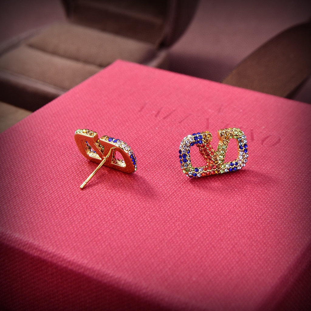 Valentino VLOGO SIGNATURE EARRINGS IN METAL AND SWAROVSKI CRYSTALS V880984
