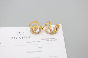 Valentino VLOGO SIGNATURE EARRINGS IN METAL AND SWAROVSKI CRYSTALS V880985 - Default Title - View 5
