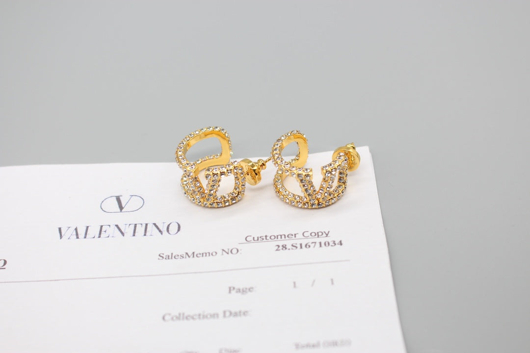 Valentino VLOGO SIGNATURE EARRINGS IN METAL AND SWAROVSKI CRYSTALS V880985