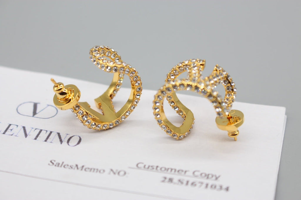 Valentino VLOGO SIGNATURE EARRINGS IN METAL AND SWAROVSKI CRYSTALS V880985