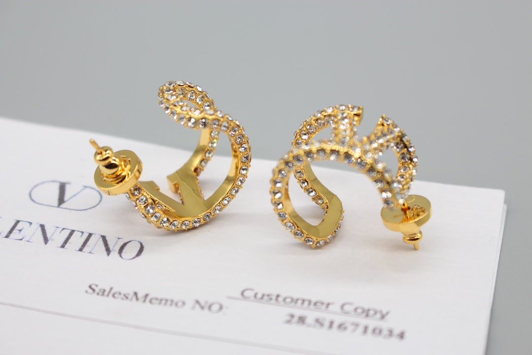 Valentino VLOGO SIGNATURE EARRINGS IN METAL AND SWAROVSKI CRYSTALS V880985