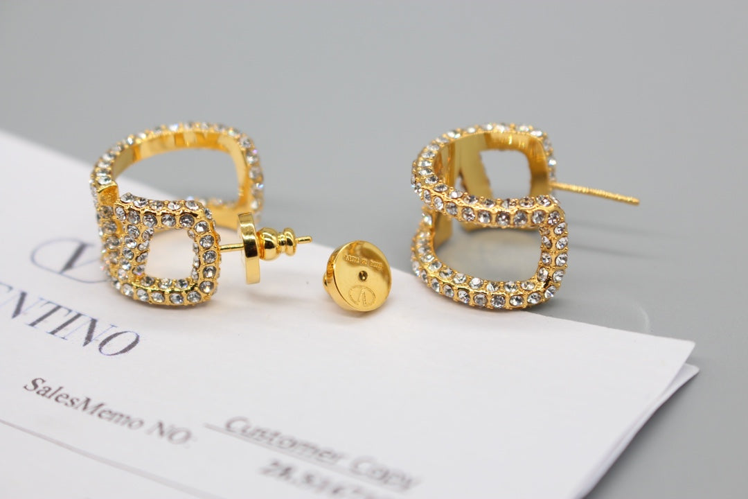 Valentino VLOGO SIGNATURE EARRINGS IN METAL AND SWAROVSKI CRYSTALS V880985