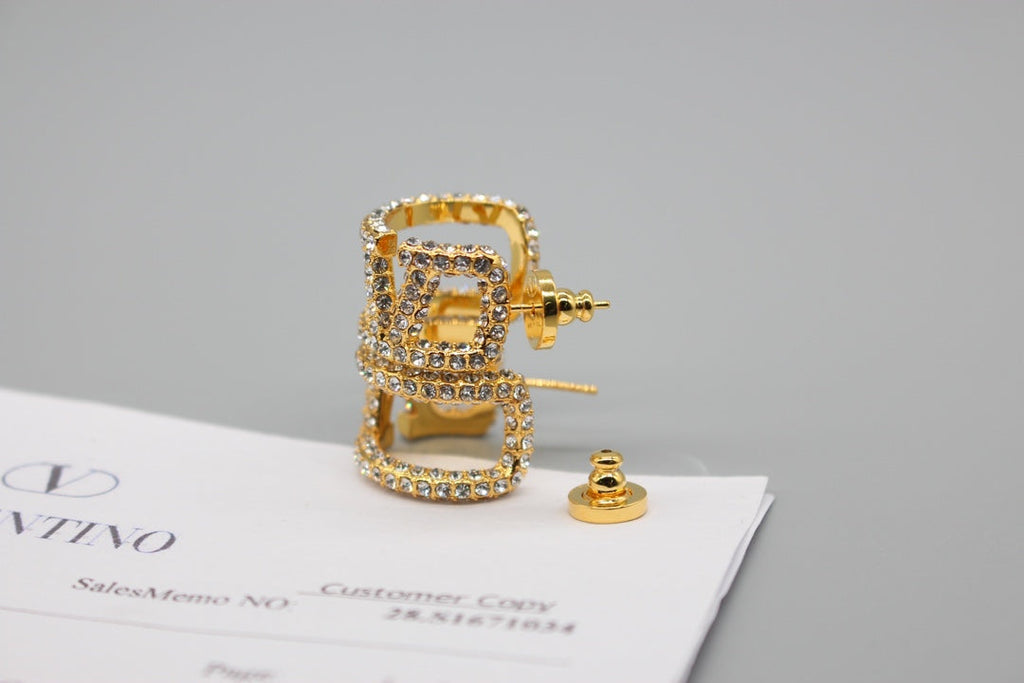 Valentino VLOGO SIGNATURE EARRINGS IN METAL AND SWAROVSKI CRYSTALS V880985