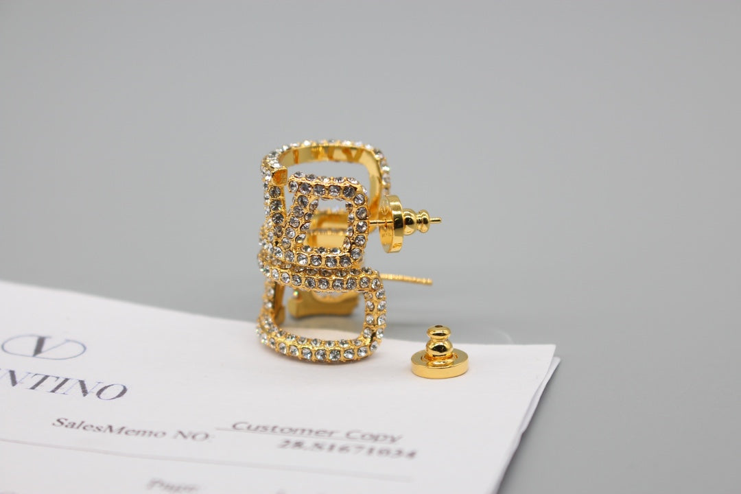 Valentino VLOGO SIGNATURE EARRINGS IN METAL AND SWAROVSKI CRYSTALS V880985