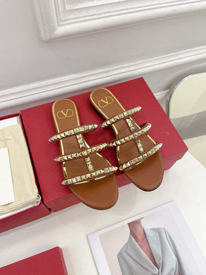 Valentino W2S0BU9ZWM Flat Roman Stud Calfskin Slide Sandal V98858 - US 4=Euro 35 - View 1