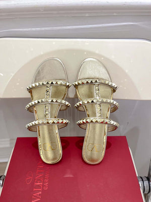 Valentino W2S0BU9ZWM Flat Roman Stud Calfskin Slide Sandal V98860 - US 4=Euro 35 - View 5