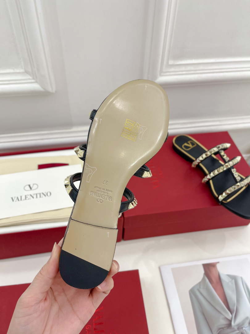 Valentino W2S0BU9ZWM Rockstud Flat Slide Sandal V98856