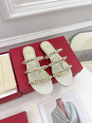 Valentino W2S0BU9ZWM Flat Roman Stud Calfskin Slide Sandal V98857 - US 4=Euro 35 - View 1