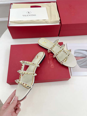 Valentino W2S0BU9ZWM Flat Roman Stud Calfskin Slide Sandal V98857 - US 4=Euro 35 - View 2