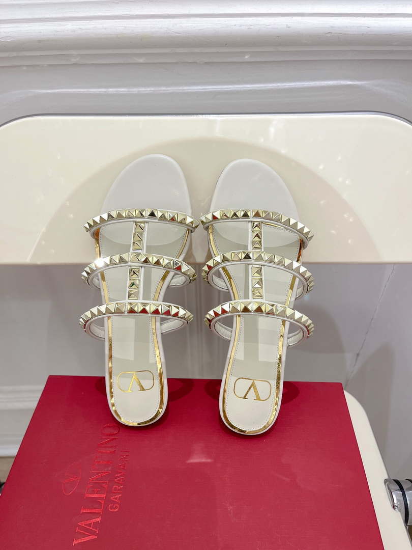 Valentino W2S0BU9ZWM Flat Roman Stud Calfskin Slide Sandal V98857 - US 4=Euro 35 - View 5
