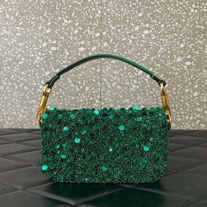 Valentino 2W2B0K53BYYNB6 garavani loc¨° small shoulder bag embroidered with jewel logo Green - Default Title - View 2
