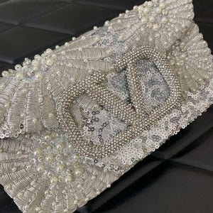 Valentino 2W2B0K53BYYNB6 garavani loc¨° small shoulder bag embroidered with jewel logo White - Default Title - View 5