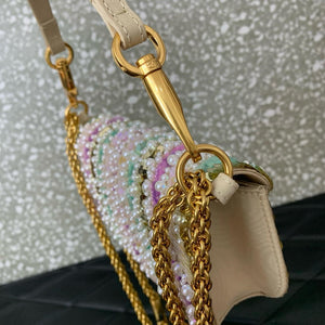 Valentino WB0K53RQI_AAC  Garavani Locò small shoulder bag with pearls rhinestones and jewel logo - Default Title - View 4