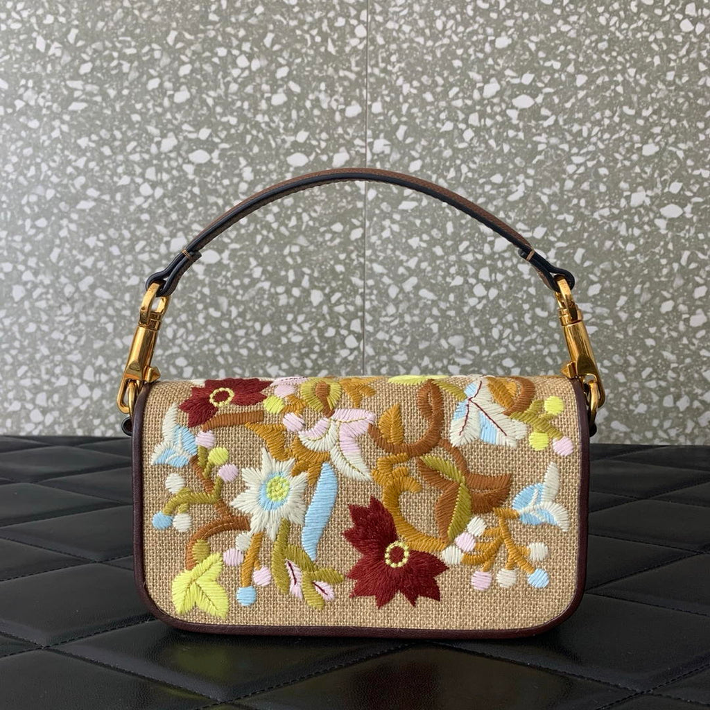 Valentino WB0K53SPV_C8N Garavani Locò Small Embroidered Shoulder Bag With Jewel Logo