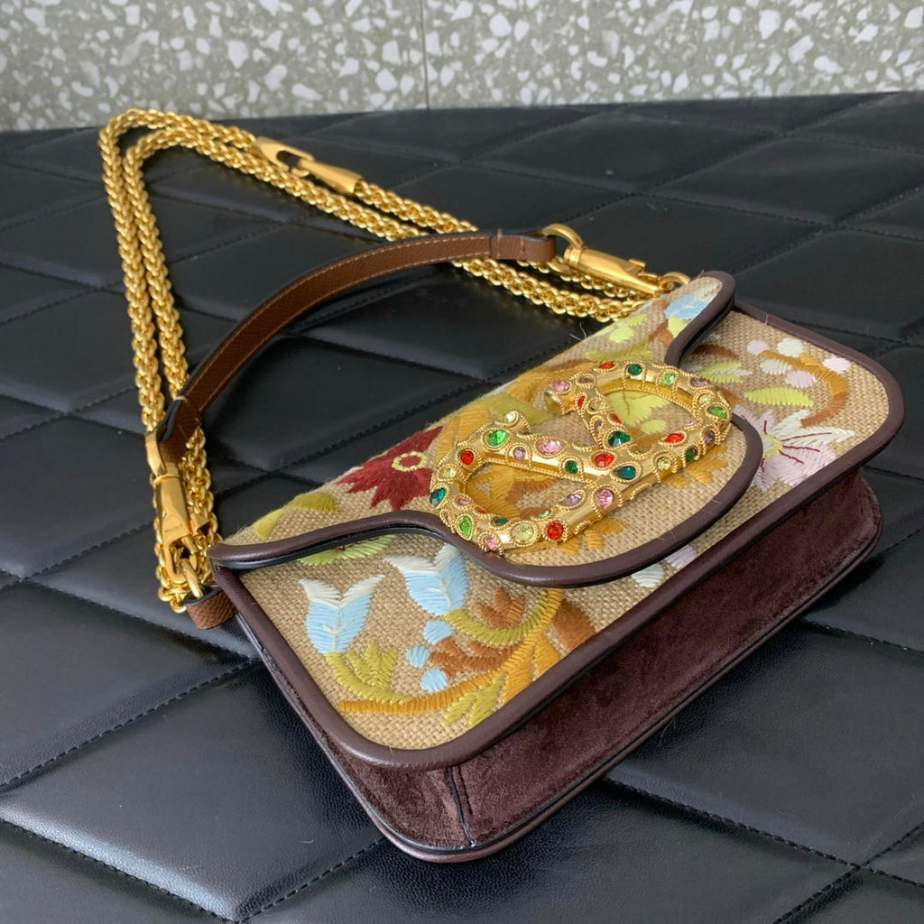 Valentino WB0K53SPV_C8N Garavani Locò Small Embroidered Shoulder Bag With Jewel Logo