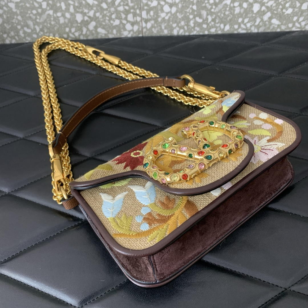 Valentino WB0K53SPV_C8N Garavani Locò Small Embroidered Shoulder Bag With Jewel Logo