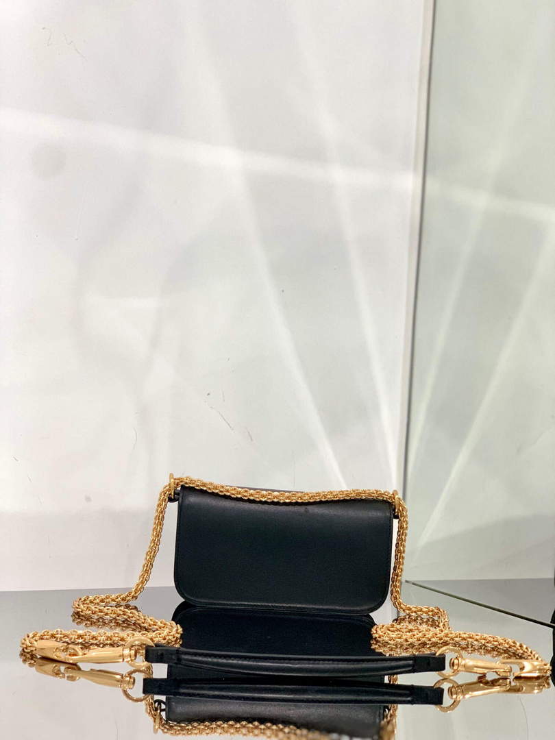 Valentino WB0K53ZXL Loc¨° Small Shoulder Bag in Calfskin Black