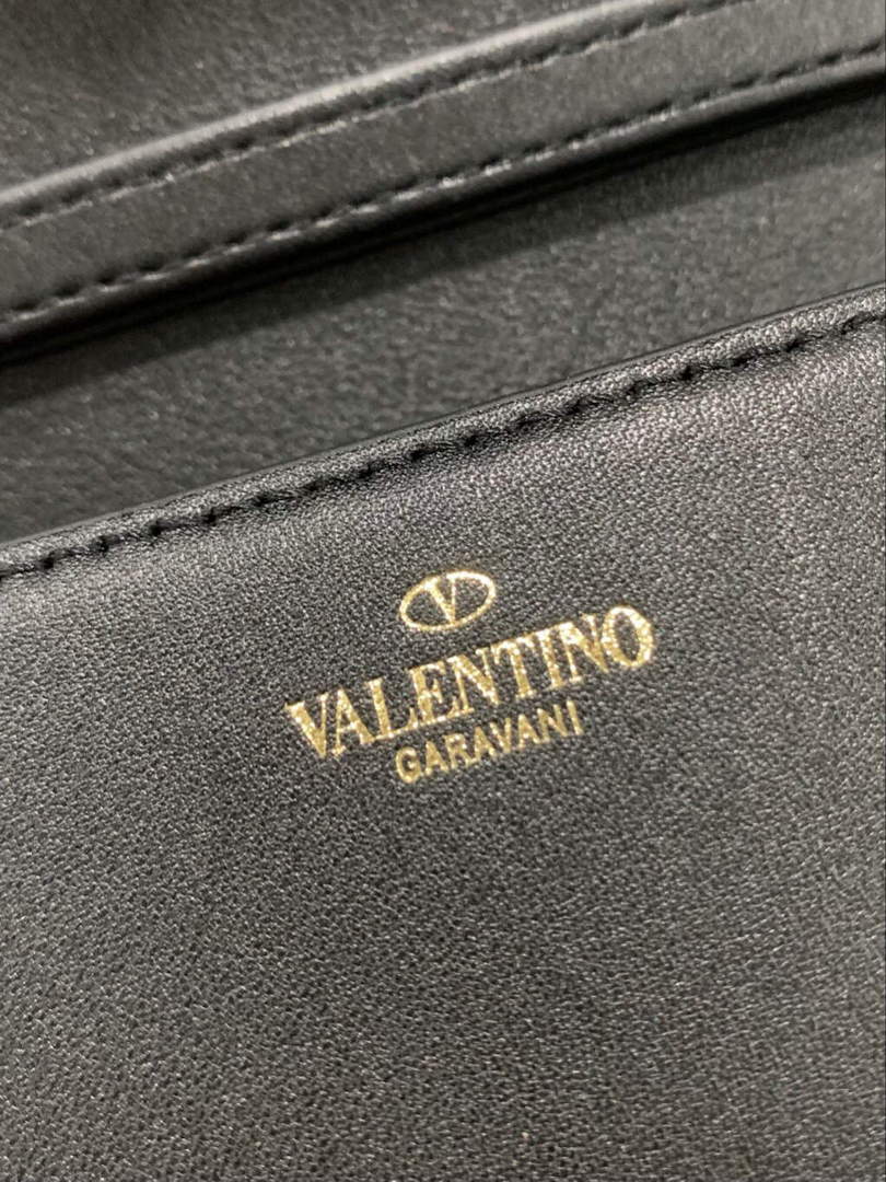 Valentino WB0K53ZXL Loc¨° Small Shoulder Bag in Calfskin Black