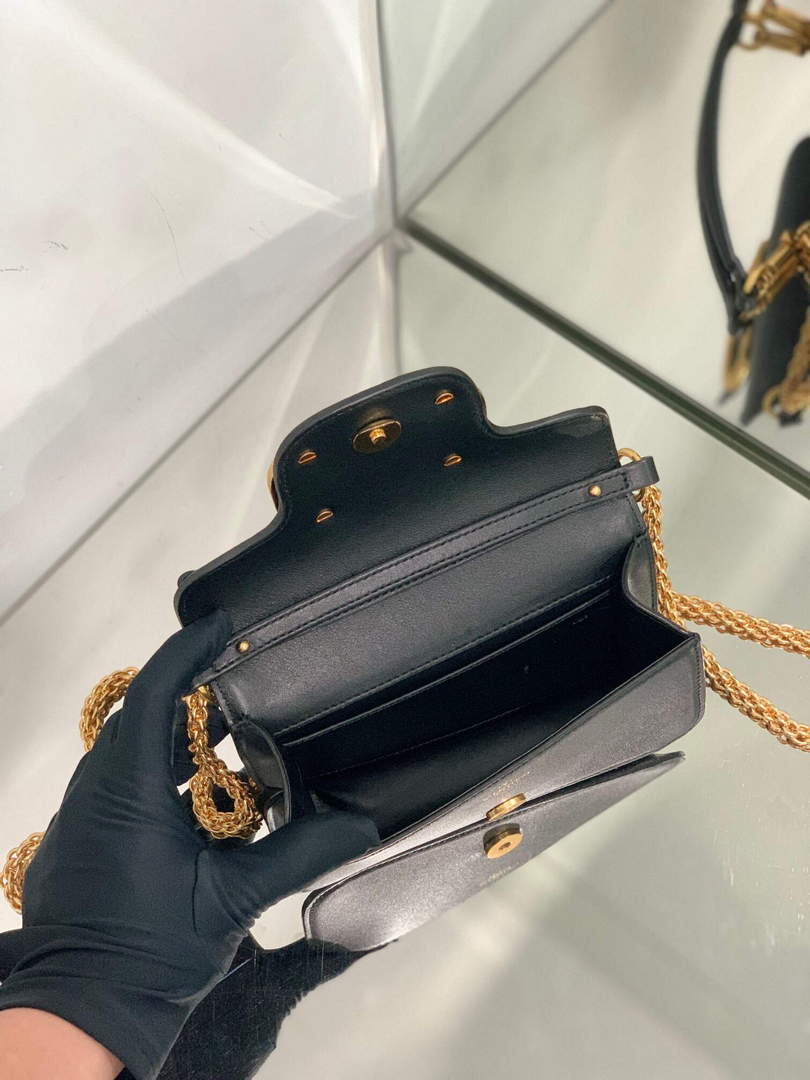 Valentino WB0K53ZXL Loc¨° Small Shoulder Bag in Calfskin Black