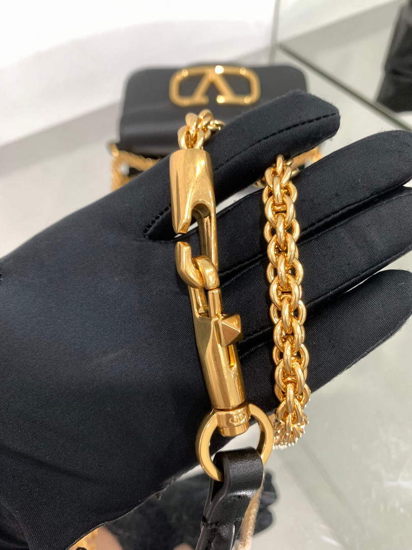 Valentino WB0K53ZXL Loc¨° Small Shoulder Bag in Calfskin Black