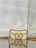 Valentino WB0K53ZXL Loc¨° Small Shoulder Bag in Calfskin Light Ivory