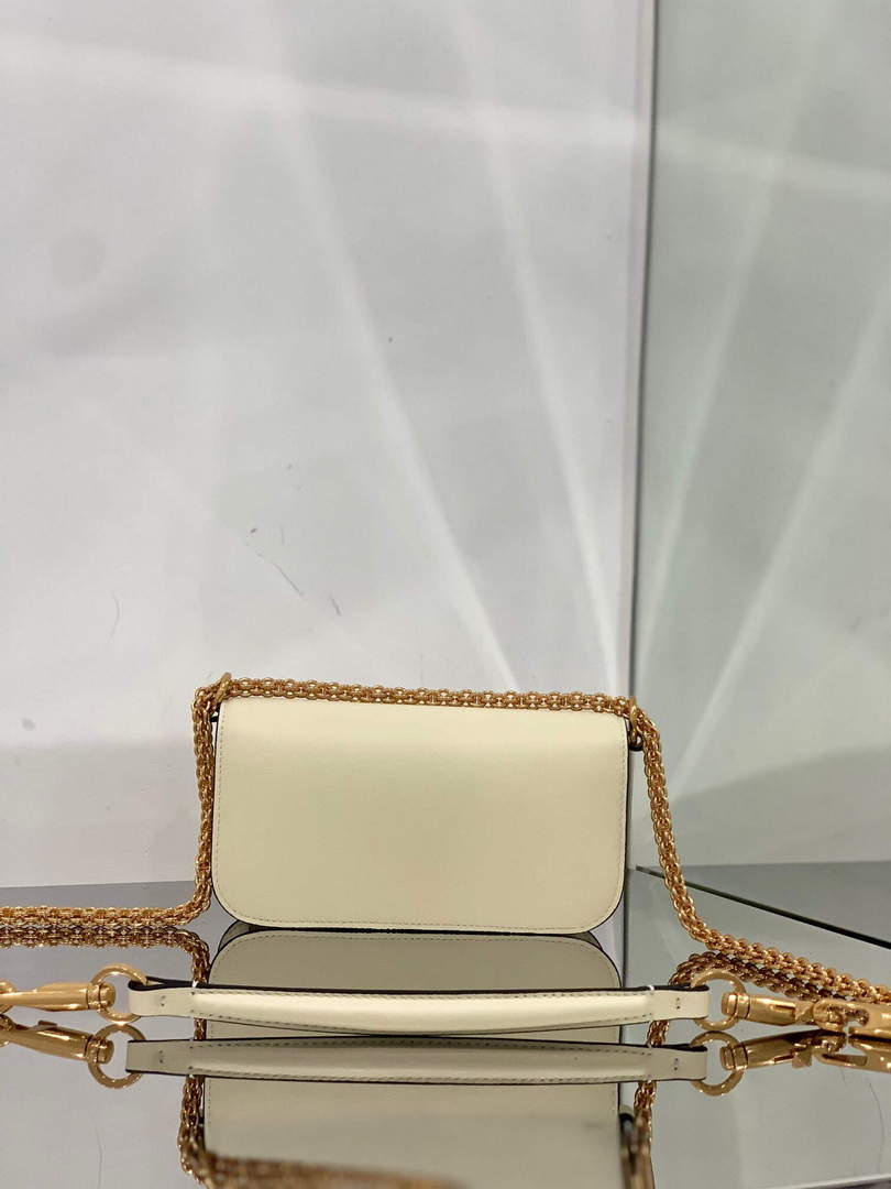 Valentino WB0K53ZXL Loc¨° Small Shoulder Bag in Calfskin Light Ivory