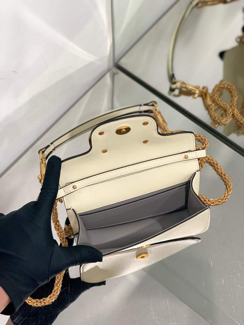 Valentino WB0K53ZXL Loc¨° Small Shoulder Bag in Calfskin Light Ivory