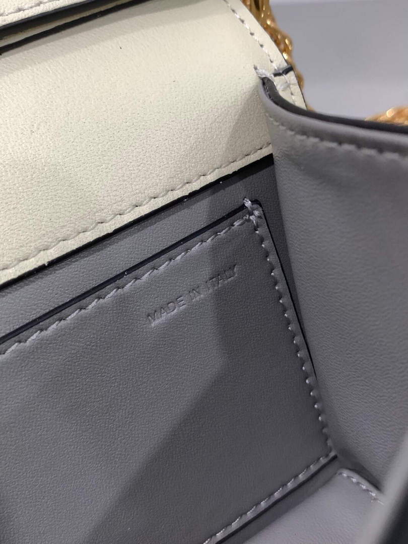 Valentino WB0K53ZXL Loc¨° Small Shoulder Bag in Calfskin Light Ivory