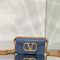 Valentino WB0K53ZXL Loc¨° Small Shoulder Bag in Calfskin Blue - Default Title - View 1