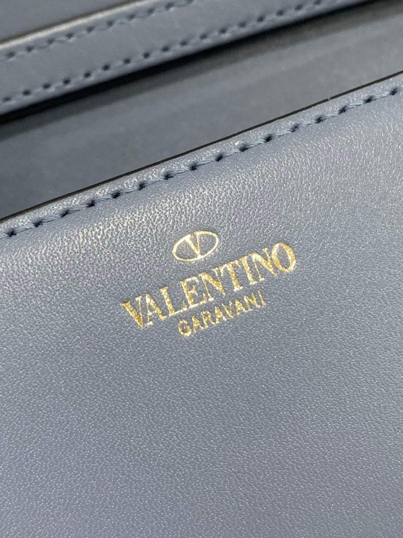Valentino WB0K53ZXL Loc¨° Small Shoulder Bag in Calfskin Blue