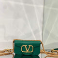 Valentino WB0K53ZXL Loc¨° Small Shoulder Bag in Calfskin Green - Default Title - View 1