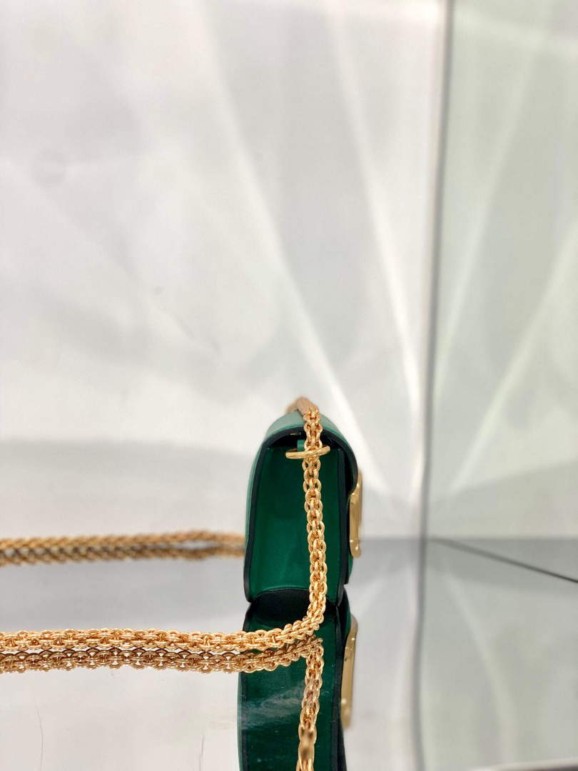 Valentino WB0K53ZXL Loc¨° Small Shoulder Bag in Calfskin Green