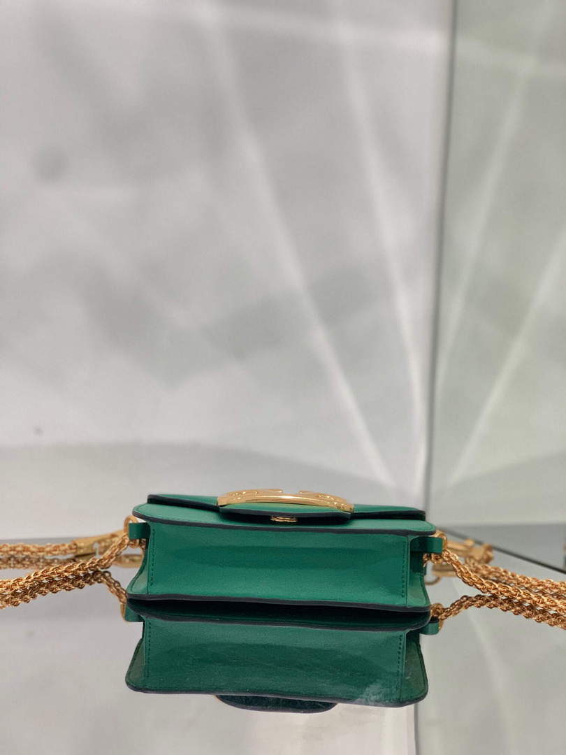 Valentino WB0K53ZXL Loc¨° Small Shoulder Bag in Calfskin Green