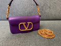 Valentino WB0K53ZXL Loc¨° Small Shoulder Bag in Calfskin Purple