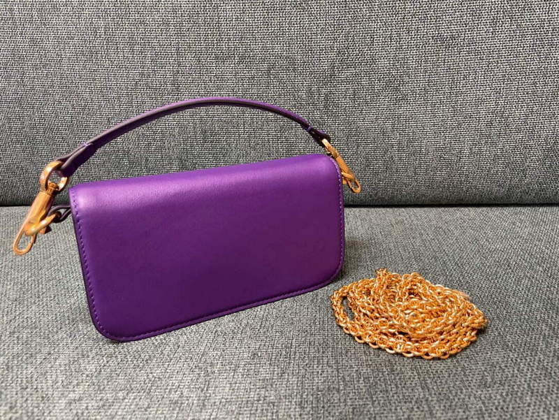 Valentino WB0K53ZXL Loc¨° Small Shoulder Bag in Calfskin Purple