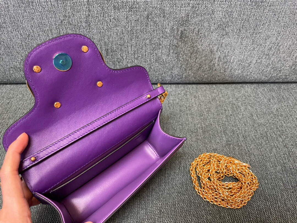 Valentino WB0K53ZXL Loc¨° Small Shoulder Bag in Calfskin Purple