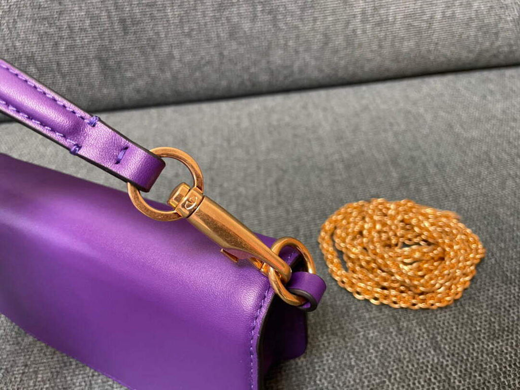 Valentino WB0K53ZXL Loc¨° Small Shoulder Bag in Calfskin Purple