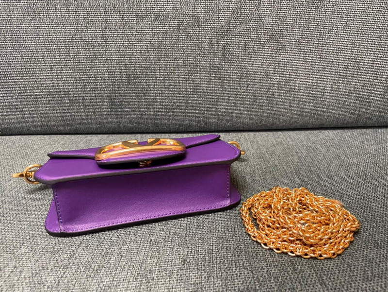 Valentino WB0K53ZXL Loc¨° Small Shoulder Bag in Calfskin Purple