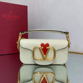 Valentino WB0K53ZXL Loc¨° Small Shoulder Bag in Calfskin Light Ivory red