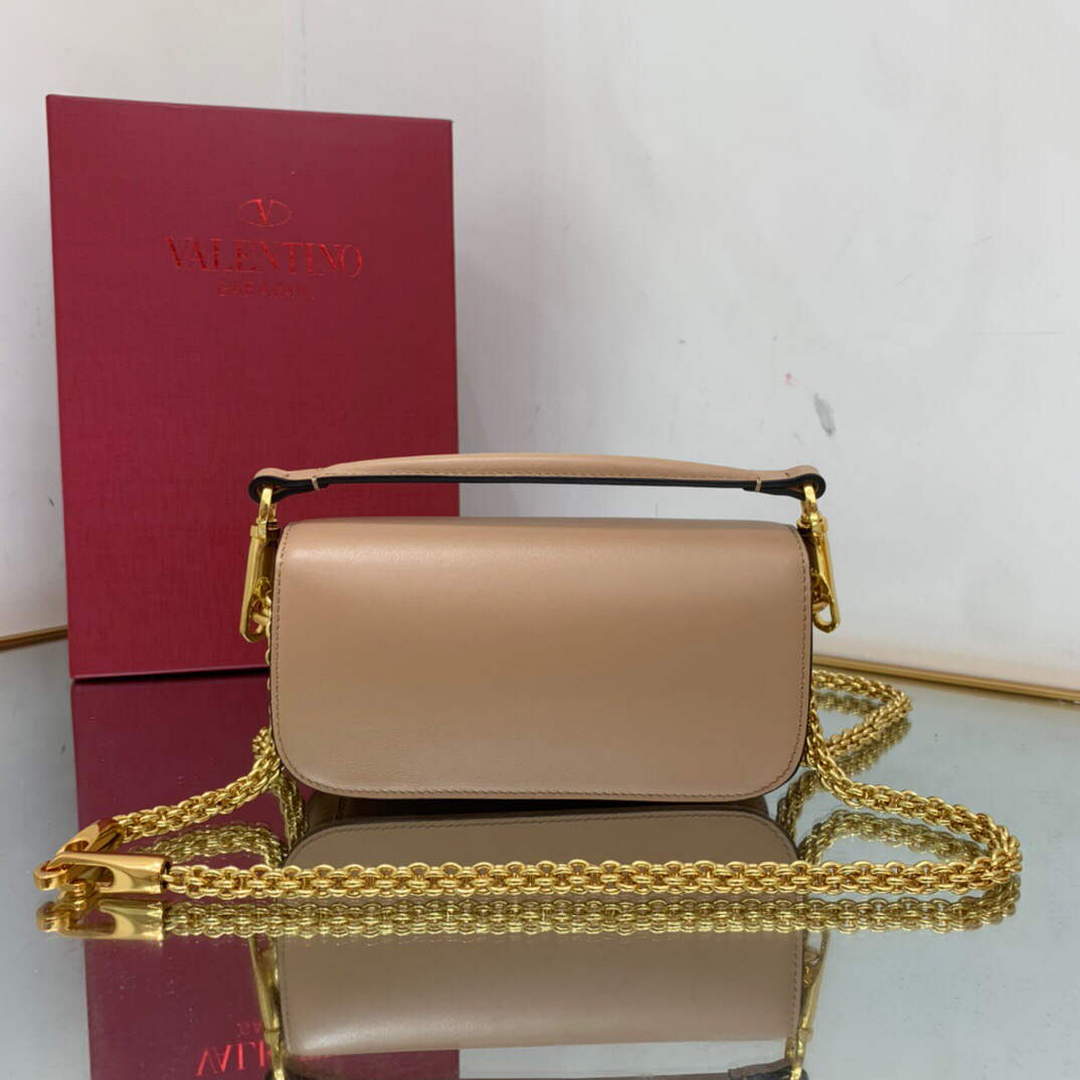 Valentino WB0K53ZXL Star diamond Loc¨° Small Shoulder Bag in Calfskin Apricot