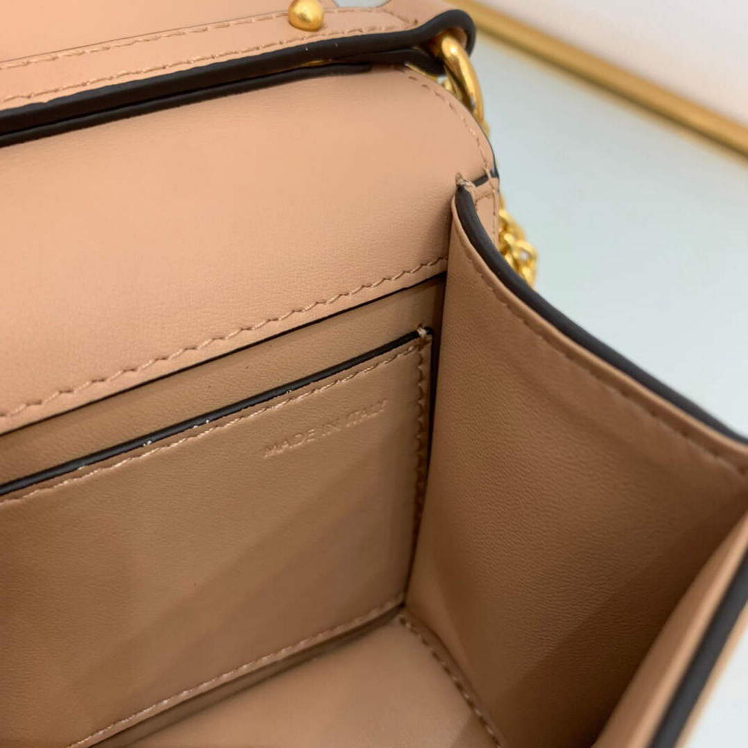 Valentino WB0K53ZXL Star diamond Loc¨° Small Shoulder Bag in Calfskin Apricot