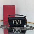 Valentino WB0K53ZXL Star diamond Loc¨° Small Shoulder Bag in Calfskin Black